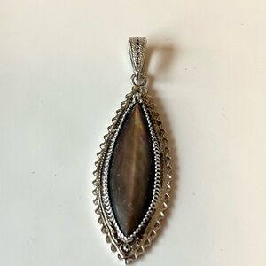 Vintage 925 Silver Pendant with Stone Handmade Circa 1970